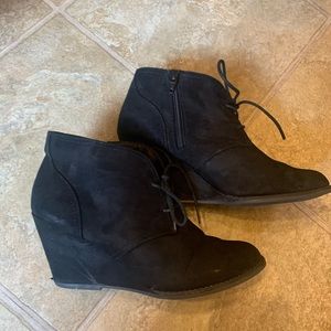 Black wedge booties